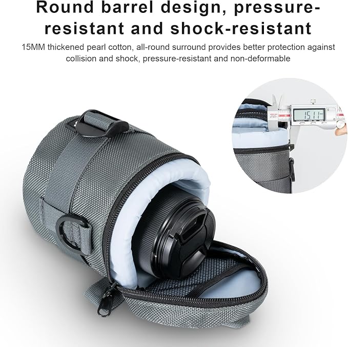FOMITO Water-Resistant Camera Lens Pouch Bag - Shockproof Protective Case 3.94"x4.33" - Image 3