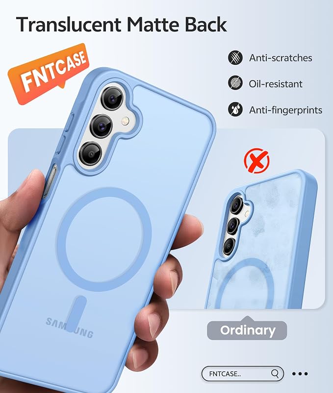 FNTCASE for Galaxy A15 5G Phone Case, Screen Protector, Light Blue | Translucent Matte Magnetic Back, 14FT Military Grade Drop Protection, Shockproof Protective, for Samsung A 15 Cover - Image 6