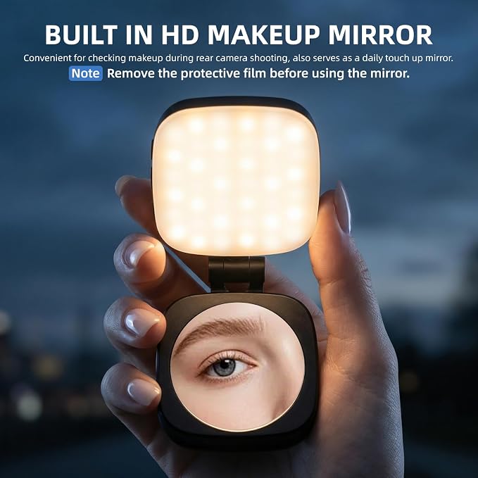 Magnetic Selfie Light, Compatible with MagSafe iPhone, CRI 95, 5 Color Modes, Rechargeable LED Phone Light with Mirror, Portable Ring Light for Vlog Makeup Photography Video Recording, Black - Image 7