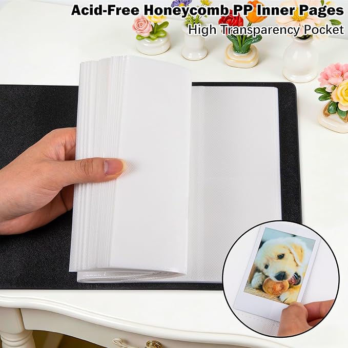 Ruibytree 320 Pockets Album for Instax Mini & Polaroid 2x3" Pictures,Black | Gift-Ready Packaging, PU Leather Cover, Acid-Free Pages, Side-Loading Clear Pockets, Durable Binding, Easy Photo Viewing - Image 7