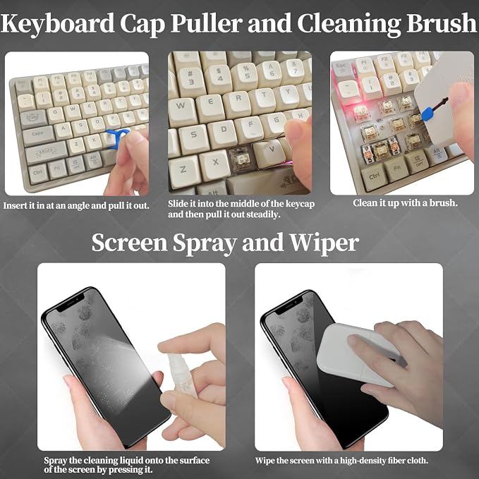 Headphone Earbud Cleaning Brush Pen for Airpod Pro 2, Hatstart Laptop Computer pc Keyboard Gaming Cleaner Accessories Kit for iPhone iPad Airpod MacBook, Phone Tablet Screen Clean as Cool Desk Gadget - Image 5
