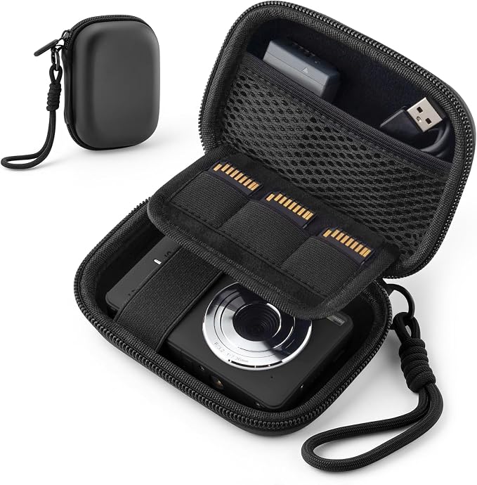 Camera Case for Digital Camera CAMKORY DC403 FHD 1080P/ KODAK PIXPRO FZ55/ FZ45, Small Travel Compact Camera Holder with Mesh Pocket for Accessories SD Card (Black) by TYSORETY