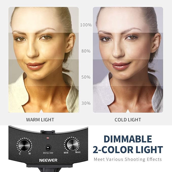 NEEWER 20 inch LED Ring Light Kit with Tripod Stand and Phone Holder Compatible with iPhone, Ringlight for Makeup YouTube Video Recording Selfie Studio Streaming Makeup Barber Lash Salon Lighting - Image 5