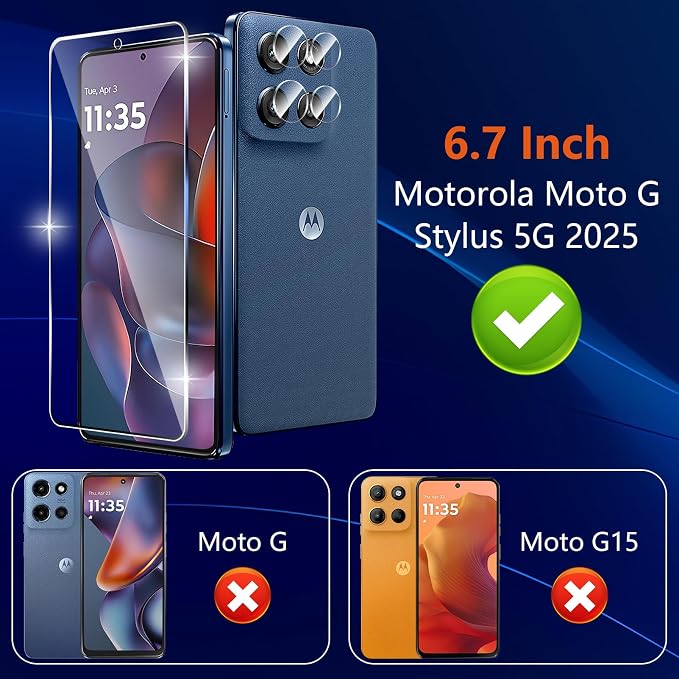(3+2 Pack) Designed for Motorola Moto G Stylus 5G 2025 Tempered Glass Screen Protector + Camera Lens Protector,[3D Touch][Bubble-Free][Anti-Scratch] Screen Protector Glass For Motorola G Stylus 2025 - Image 2