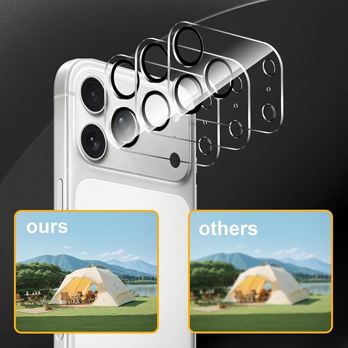 3 Pack Camera Lens Protector for iPhone 17 Pro Max | Tempered Glass,Anti-Fingerprint,9H Hardness,Scratch Resistant,Easy to Install,Bubble Free,HD Clarity - Image 6