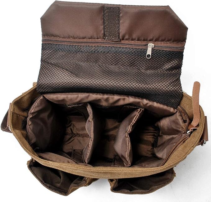 Compatible with/Replacement Vintage Waterproof Canvas Leather Trim DSLR SLR Shockproof Camera Shoulder Messenger Bag (Coffe) - Image 4