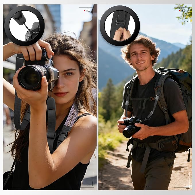 YFWE Adjustable Camera Neck Strap, Vintage Woven Shoulder & Crossbody Camera Strap with 4 Connection Ways, Anti-Slip Camera Strap for DSLR, Mirrorless & Camcorder, Travel & Outdoor Photography Gear - Image 2