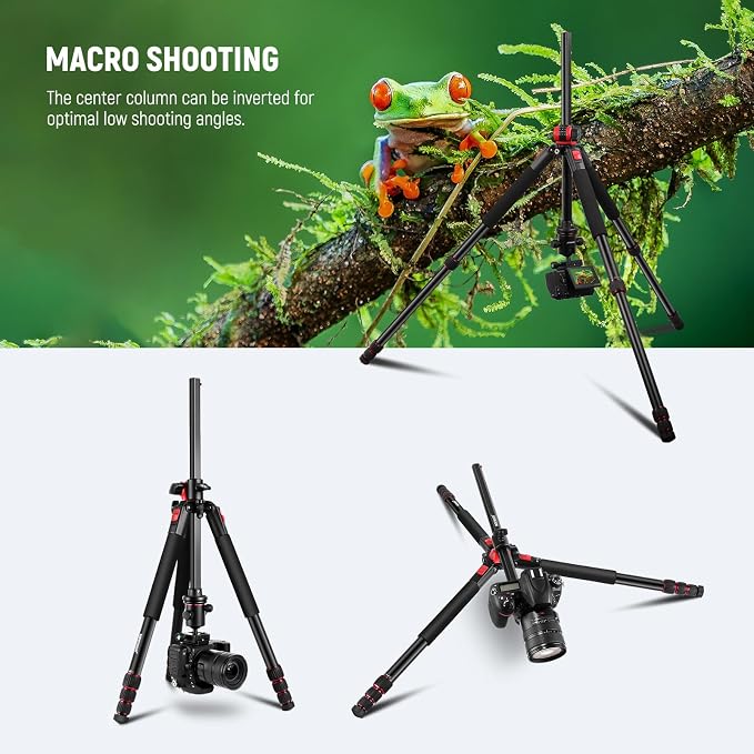 NEEWER 79 inch Camera Tripod Monopod with Center Column and Ball Head Aluminum, Arca Type QR Plate, Bag, Horizontal Tripod Overhead Camera Mount for DSLR Camera, Video Camcorder, Max Load: 33lb - Image 5