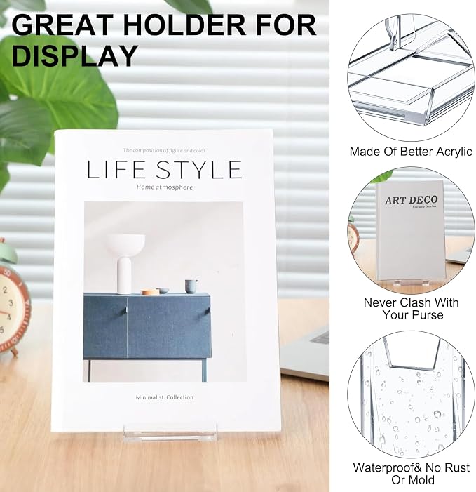36 Pack Acrylic Book Stand for Display Adjustable, 5.91in H | Clear Display Holder Easel Collector Stand for Home Office, Back to School Comic Album CD Magazine Postcard Artworks - Image 4
