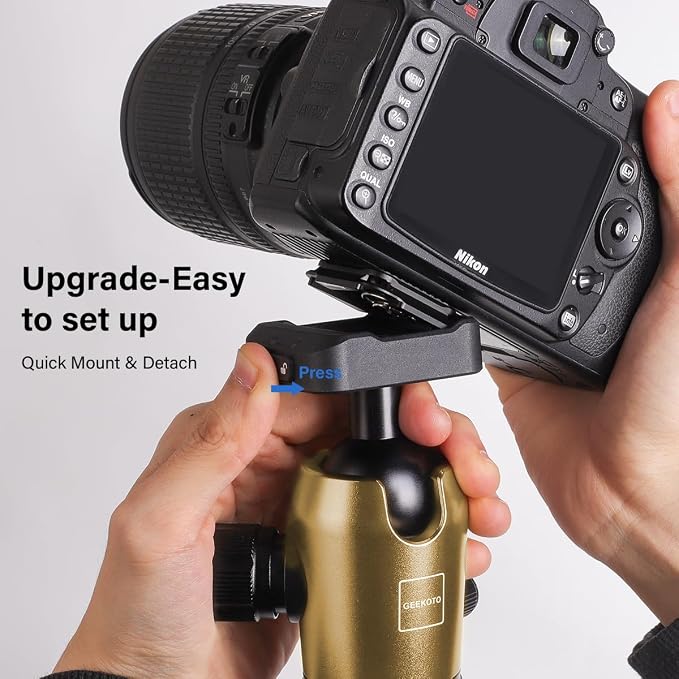 73-Inch Camera Tripod with 360° Ball Head & Quick Release Plate | Lightweight DSLR Tripod Supports Up to 33.07 lbs, Portable for Travel & Outdoor Photography，Weight 2.73 lbs - Image 2