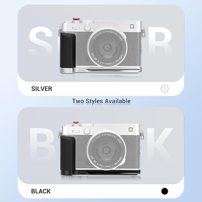 JJC Metal Hand Grip L-Bracket & Shutter Button for Fuji X-E5 Camera, Silver | Silicone Handgrip Cover, Anti-Slip Pads with SD Card Holder, Arca Swiss Quick Release Plate & 1/4"-20 Tripod Hole - Image 7