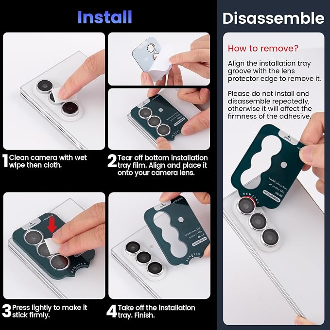 Tensea Camera Lens Protector for Samsung Galaxy Z Fold 8 Ultra/Z Fold 7 | 9H Tempered Glass Camera Cover Screen Protector Metal Individual Ring 【Case Friendly】【Installation Tray】【Military Protection】 - Image 7