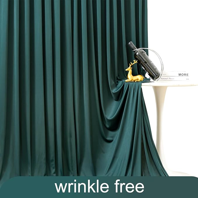6 Panels Hunter Green Backdrop Curtain for Parties Wrinkle Free Dark Green Photo Curtains Backdrop Drapes Fabric Decoration for Baby Shower Birthday Party Photography 30ft(W) x 10ft(H) - Image 6
