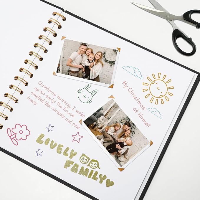 8x8 Inch Scrapbook DIY Photo Album, 20 Sheets (40 Pages), Black | Linen Hardcover, Lay Flat Customizable, Memory for Wedding Guest Book, Family Travel, Polaroid Storage - Image 4