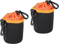 PATIKIL Camera Lens Bag, 2 Pcs 3" ID x 3.9" H Cylindrical Drawstring Lens Pouch with Thick Protective Neoprene, Lens Case for DSLR Camera Lens, Water Coffee Cups Black, Orange by PATIKIL