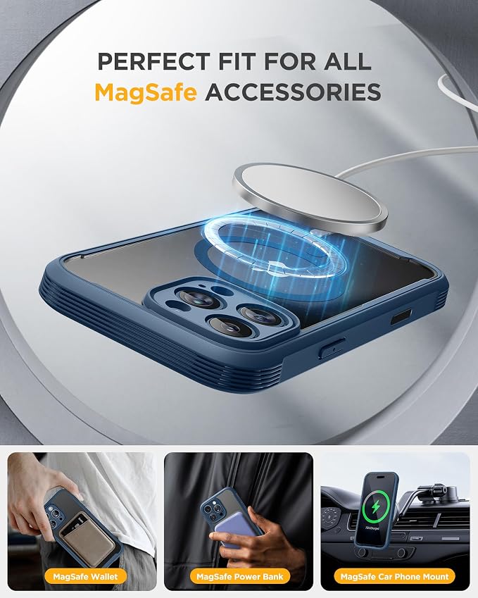 miracase Privacy for iPhone 16 Pro Max Case, 25° Anti-Spy, Blue | Built-in Privacy Screen Protector, Compatible with MagSafe, Full Camera Protection, 360° Full Body Shockproof Phone Case 6.9" - Image 6
