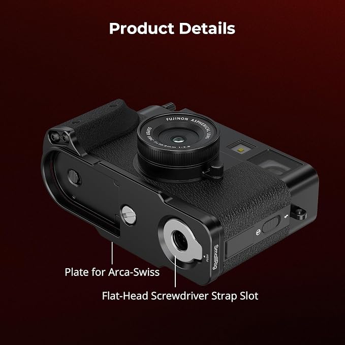 SmallRig X Half L-Shaped Grip for FUJIFILM X Half Camera, Built-in Quick Release Plate for Arca, Lightweight Ergonomic Silicone Handle with Hot Shoe Cover (Black) - 5332 - Image 8