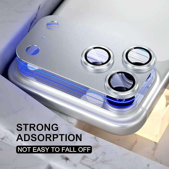 Choiche for iPhone 17 Pro Camera Lens Protector, Silver | Metal Camera Cover with 9H Tempered Glass Lens Screen Protector Accessories, Strong Adsorption, Case-Friendly, 6.3-inch - Image 5