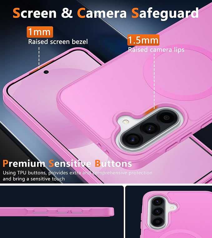 FNTCASE for Galaxy A36 5G Phone Case, Fit for Magsafe, Screen Protector | Translucent Matte Magnetic Back, 14FT Military Grade Drop Protection, Shockproof Protective Phone Cover, Pink - Image 2