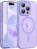 FNTCASE for iPhone 16 Pro Max Case, Fit for Magsafe, Glass Screen Protector | Full Camera Protection, Translucent Matte, 14FT Military Grade Drop Proof, Shockproof Protective Phone Cover, Light Purple by FNTCASE