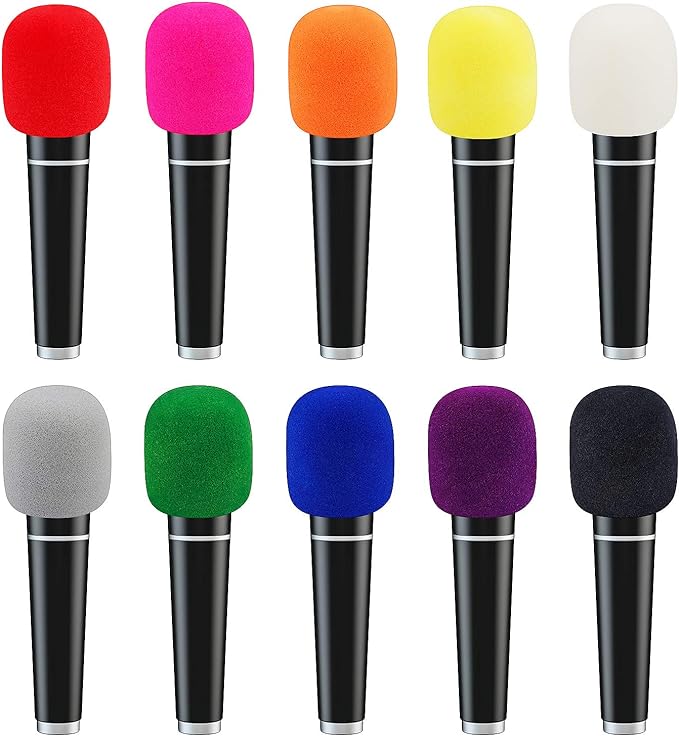 Microphone Covers Foam,20 Pack Thick Handheld Stage Microphone Windscreen Microphone Cover Foam Karaoke DJ Microphone Covers Disposable(10 Color) - Image 3