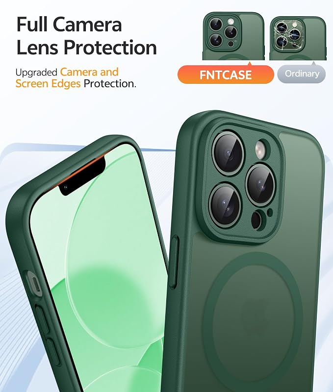 FNTCASE for iPhone 13 Pro Max Case, Fit for Magsafe, Full Camera Protection | Translucent Matte Magnetic Phone Back, 14FT Military Grade Drop Proof, Slim Shockproof Protective Cover, Green - Image 4