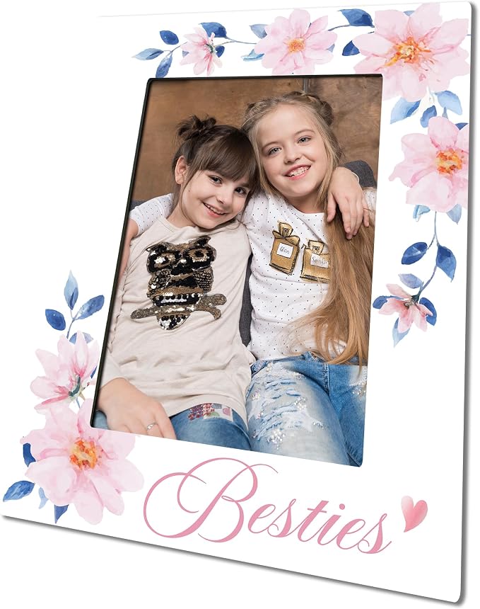 Best Friends Picture Frame 4 X 6 Photo, Friendship Picture Frame With Back Bracket, Desktop Display, Sisters Besties Gifts, Women's Home Office Decor And Accessories -D04 by FRRCREU