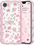 QLTYPRI for iPhone 17e/16e Pink Flower Case, Clear Cute Pink Floral Flower Phone Case Curly Wavy Aesthetic Phone Cover, Soft Slim Transparent TPU Shockproof Protective Cover for Women Girls - Pink by QLTYPRI