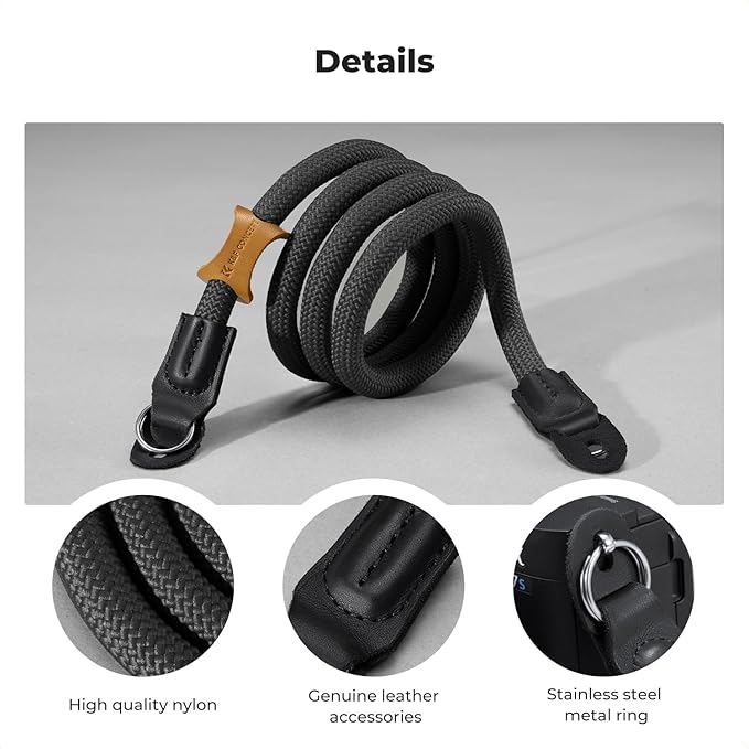 K&F CONCEPT Camera Neck Strap,100cm Camera Shoulder Strap | Nylon Rope, with O-ring for DSLR Camera, for Street Photography, BJ01 - Image 5