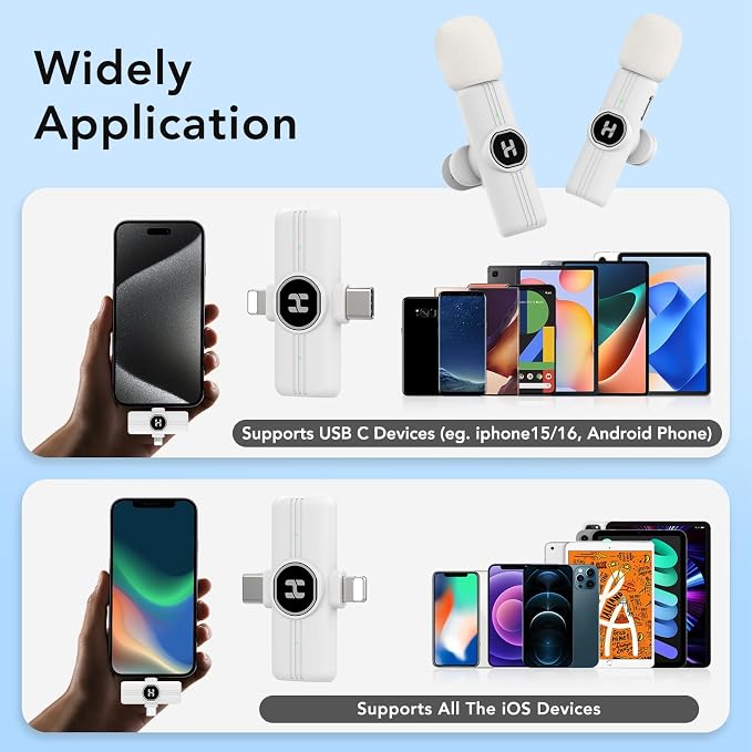 HEHOTTC Mini Wireless Lavalier Microphone for iPhone, iPad, Android Phone - 2in1 Microfono Lapel Bluetooth Mic for Recording, Clip on Omni Lav Mic for Video Recording, Tiktok, YouTube, Vlog - Image 8