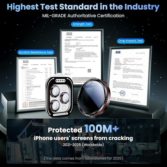Uyiton for iPhone 17/16/15/14 (Pro Max & Pro) Camera Lens Protector | Unique Lines Text Design, Case-Friendly, Military-Grade Sapphire Glass Metal Camera, Easy to Install, Gearwheel Black+Red - Image 6