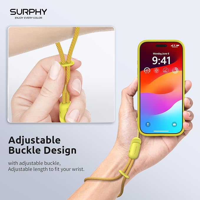 SURPHY 2 Pack Phone Lanyard, Phone Wrist Strap for Case, Camera Wrist Strap | Ultra-Light 2-Color Braided Phone Strap, Cellphone Charm Strap, Anti-Lost Wrist Lanyard for Women and Men, Yellow Gray - Image 2