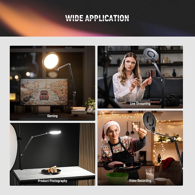 NEEWER Basics 18W 7" Ring Light with Desk Stand/C Clamp, 2 Pack 3000K-6500K Dimmable Full Screen LED Circle Lighting for Video Conference Streaming Phone Selfie Recording Laptop Computer Zoom, R18 - Image 8
