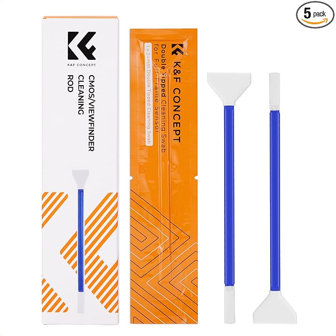 K&F CONCEPT 24mm Full-Frame Sensors Cleaning Swabs,with 5 Pack Swabs | Vacuum Sealed,Clean Camera Sensor and Viewfinder, Multi-Device Use, Precision Cleaning,for Nikon Sony Canon Camera Clean,MA01 by KFCONCEPT