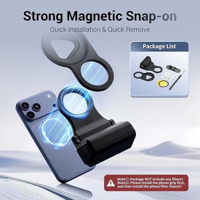 67mm Camera Lens Filter Adapter Kit for iPhone 17 16 15 Pro Max | Filters not included for iPhone magesafe vlogging Photography Phone Camera Grip UV ND CPL Lens Filter Kit Remote control - Image 2