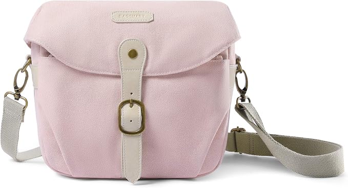 BAGSMART Camera Bag, SLR DSLR Canvas Crossbody Camera Case, Compact Camera Shoulder Bag with Rain Cover for Women and Men, Pink | SLR DSLR Camera Case, Compact Camera Shoulder Bag by BAGSMART
