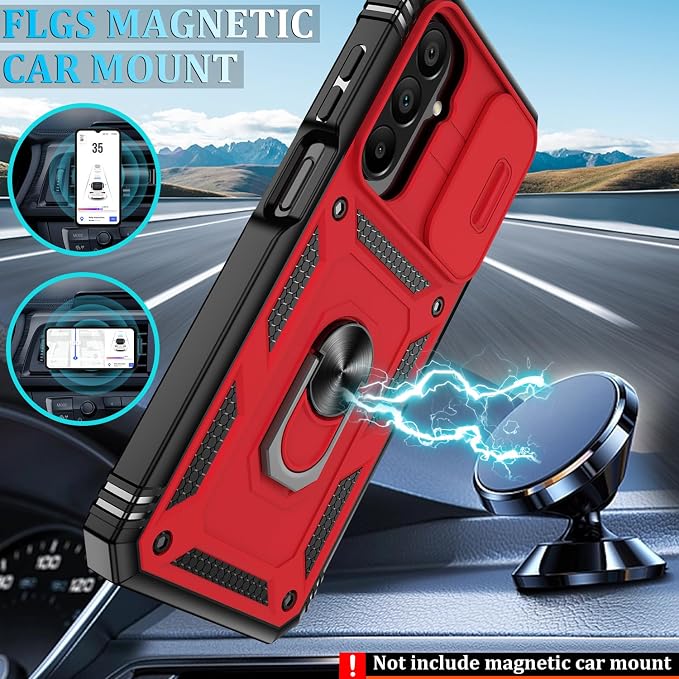 Gritup for Samsung Galaxy A26 5G Case: A26-Case with Screen Protector*2 | Magnetic Stand & Slide Camera Cover, Shock Proof Military-Grade para Galaxy A 26 Cover, Red+Black - Image 6