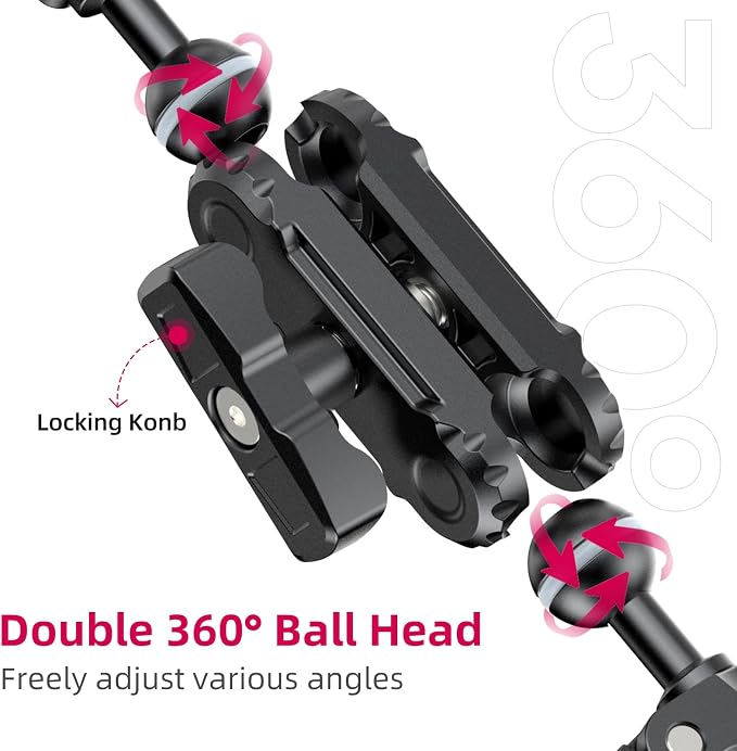 ULANZI Super Clamp Double Camera Clamp with 1/4" Adapter, CO17 Crab Plier | Clip Bracket Mount Monitor Magic Arm Double Ball Head Adapter for Photo Studio Light Stand Photo Boom Stand, Cross Bars - Image 3