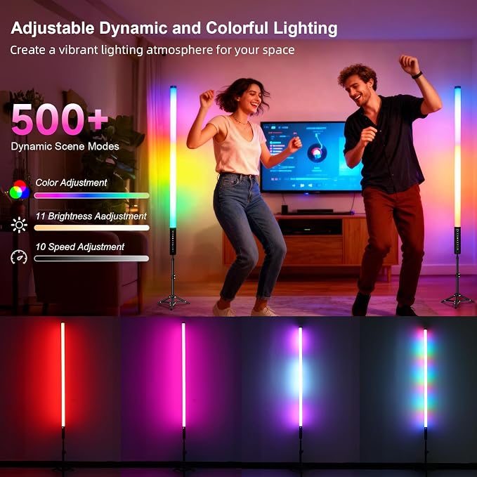 2 Pack 3ft RGB Tube Light Portable 5000mAh Battery Powered LED Light Stick with Stand, Music Sync, Ambient Lighting for Video Studio Photography DJ Bar Stage Club Party Wedding Gaming Rooms - Image 2
