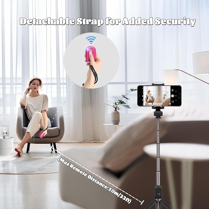 Wireless Camera Remote Shutter for iPhone and Android Smartphones 2 Pack, Bluetooth 5.2 Phone Remote Control Selfie Button for Photos and Videos, Battery Powered, Wrist Strap Included, Red & White - Image 5