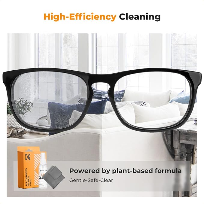 K&F CONCEPT Eyeglass Lens Cleaner Spray Kit for Laptop,Screen and Camera | 60ml Mild Cleaning Liquid,15*15cm + 40*40cm Microfiber Cloth,High Density,Individually Packaged,Washable & Reusable,MK01 - Image 2