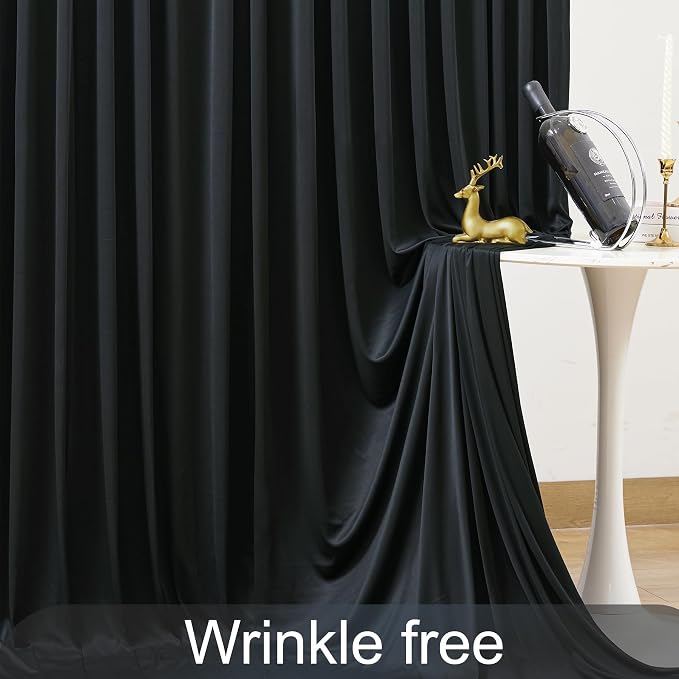 10x10 Black Backdrop Curtain for Parties Wrinkle Free Black Photo Curtains Backdrop Drapes Fabric Decoration for Birthday Party Wedding 5ft x 10ft,2 Panels - Image 7