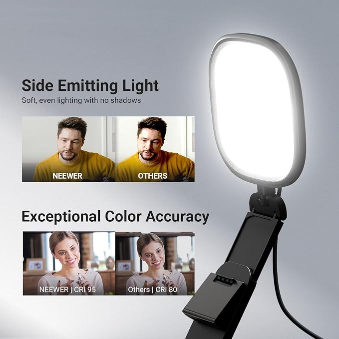NEEWER BASICS 5" Monitor Light with Stand, Zoom Lighting for Video Conference, 10W Bi Color Edge Lit CRI95 USB LED Panel Ring Light for Desk Computer Laptop Webcam Video Call Streaming Recording, NL10 - Image 3