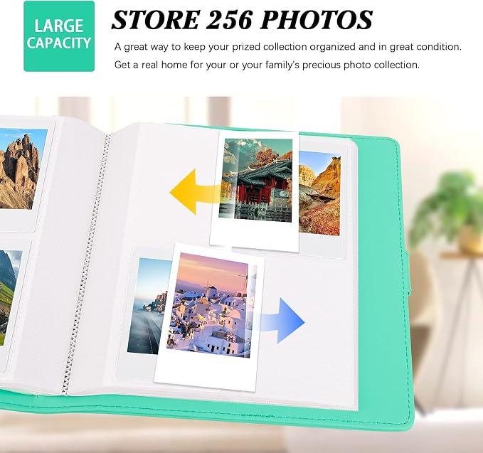 256-pocket Instant Photo Album for Fujifilm Instax mini Photo, Green | Album Book for PoIaroid Instant Camera, for Wedding Anniversary Birthday Travel Memories, Keep Your Unique Memories Safe - Image 2