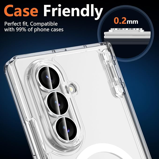 for Samsung Galaxy Z Fold 8 Ultra Camera Lens Protector, Individual Metal Ring Tempered Glass Lens Cover, [Strong Adsorption] Scratch Resistant Ultra-Thin HD Clear Lens Cover, 1 Set-Slivery Ring - Image 6