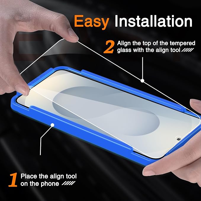 Wiaocit Tempered Glass Screen Protector for Samsung Galaxy S25 Plus | 3+3 Pack, 9H Hardness, Camera Lens Protector, Installation Frame, Bubble Free, Case Friendly - Image 2