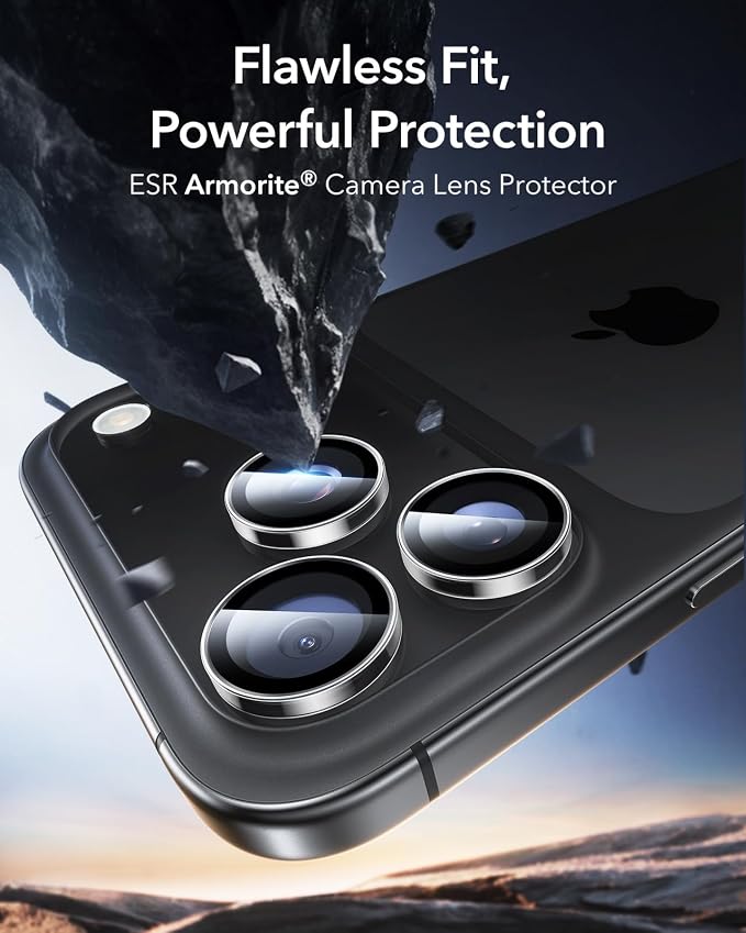 ESR for iPhone 17 Pro Max/17 Pro Camera Lens Protector, 1 Pack, Clear | Individual Camera Cover, 9H Tempered Glass, Original Camera Clarity, for iPhone 17/16/15/14 Pro Max/Pro, Case Friendly - Image 2