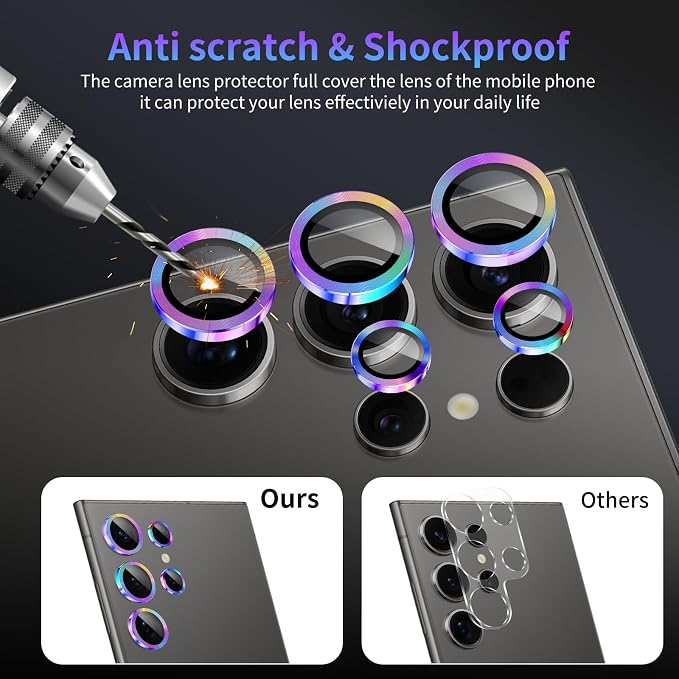 Camera Lens Protector for Samsung Galaxy S24 Ultra,1 Pack | Tempered Metal Glass Camera Cover, HD Clear Anti-Scratch Lens Screen Protector Film,Case Friendly,Colorful Titanium - Image 4