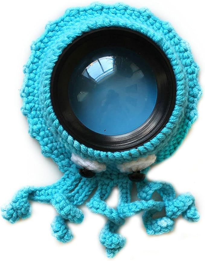 Shutter Hugger,Camera Lens Stand Camera Buddies Shutter Hugger Photography Props, Handmade Pet Knitted Lens Accessories Pet for Portable Video Devices(Color:Blue) by Unknown