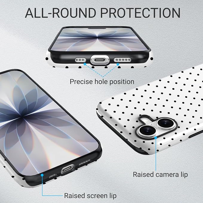 TPU Phone Case for iPhone 16, MagSafe Wireless Charging Compatible, Shockproof Slim Fit Protective Cover with Anti-Yellowing & Raised Camera Protection (Polka dot 8, iPhone 16) - Image 5